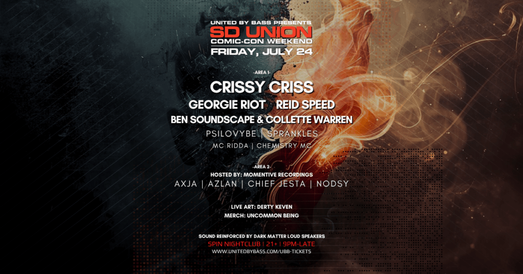 SD Union w/ Crissy Criss, Georgie Riot, Reid Speed, Ben Soundscape, Collette Warren, July 24, 2026, Spin Nightclub