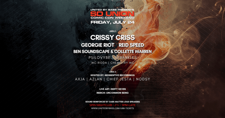 SD Union w/ Crissy Criss, Georgie Riot, Reid Speed, Ben Soundscape, Collette Warren, July 24, 2026, Spin Nightclub