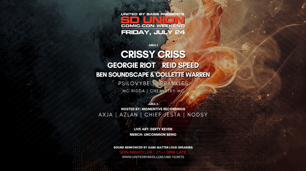 SD Union w/ Crissy Criss, Georgie Riot, Reid Speed, Ben Soundscape, Collette Warren, July 24, 2026, Spin Nightclub
